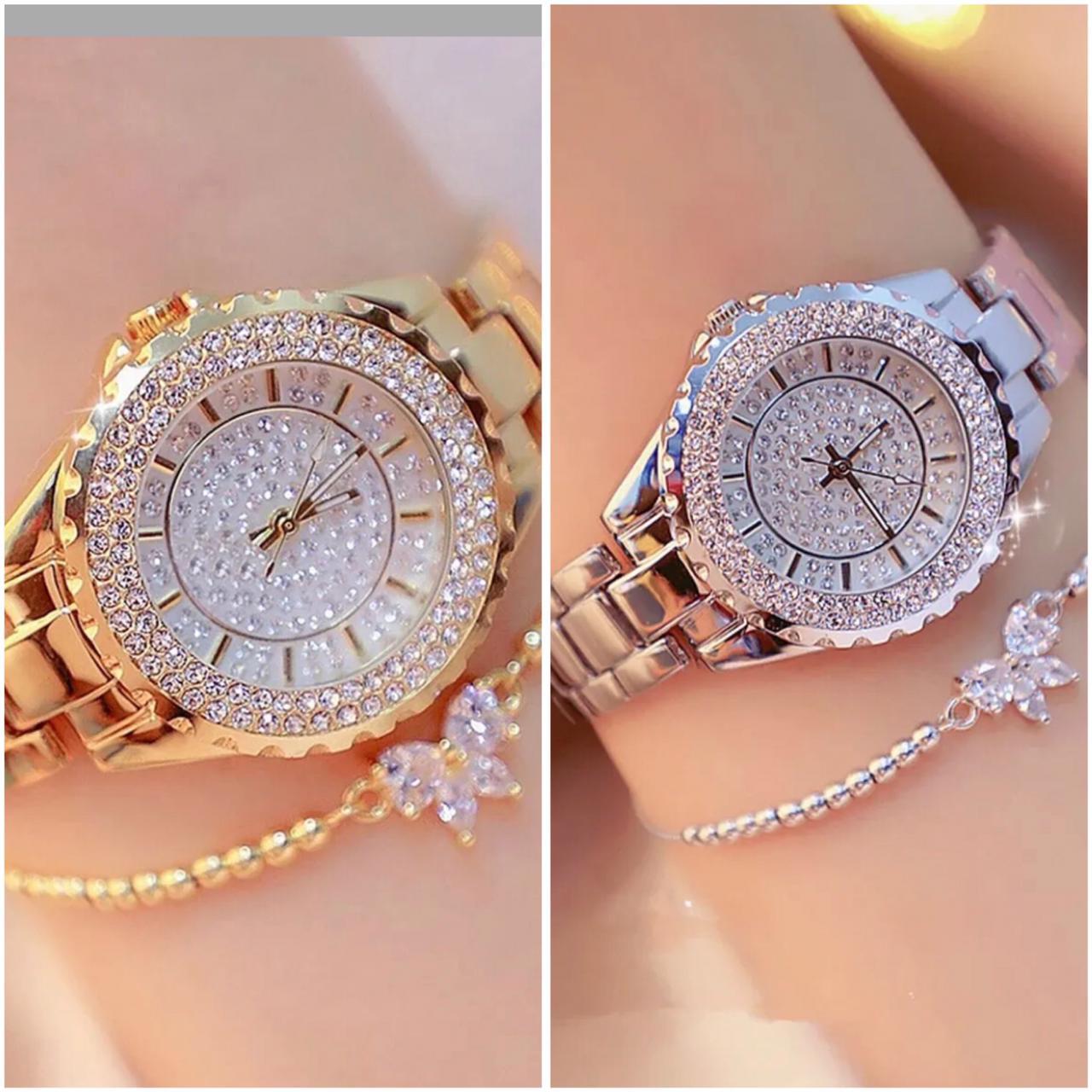 New Women Quartz Steel Belt Bracelet Watch Set 