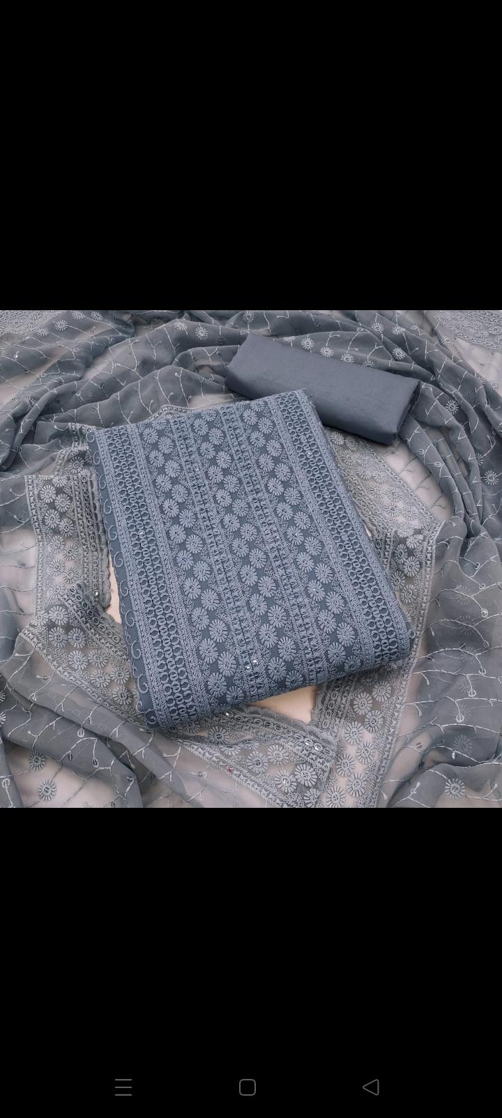 Georget chiffli work Shalwar Material 