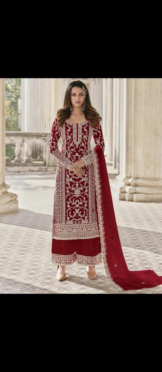 Georget mtrl with embroidery work design Dress