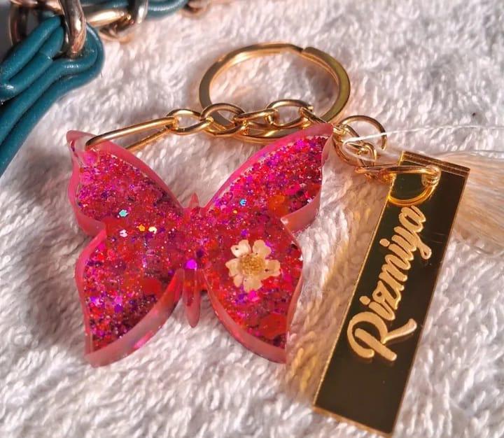 Butterfly keychain with name tag🧚‍♀️