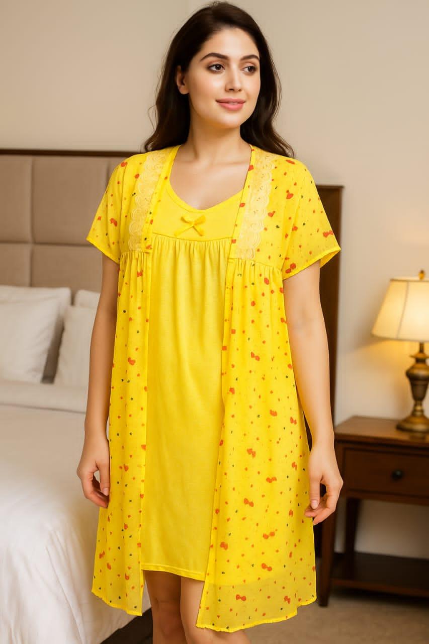 *🔥NEW ARRIVALS OF HIGH QUALITY NIGHT WEARS🔥*  *🛍VELONA PRINTED 2 PIECES SET NIGHTIES 🛍*  *📿INNER FROCK WITH HOUSE COAT📿*  *〽️MATERIAL: VELONA PRINTED〽️*  