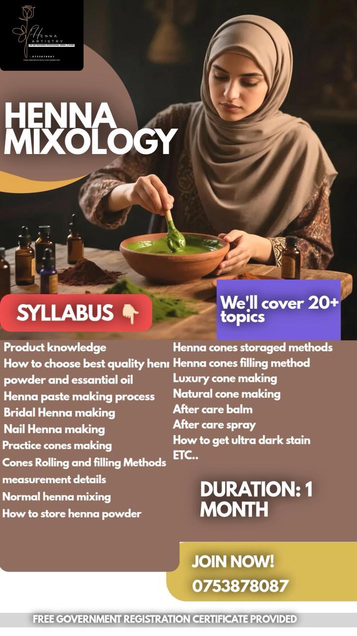 BASIC TO ADVANCED HENNA  MIXOLOGY COURSE 