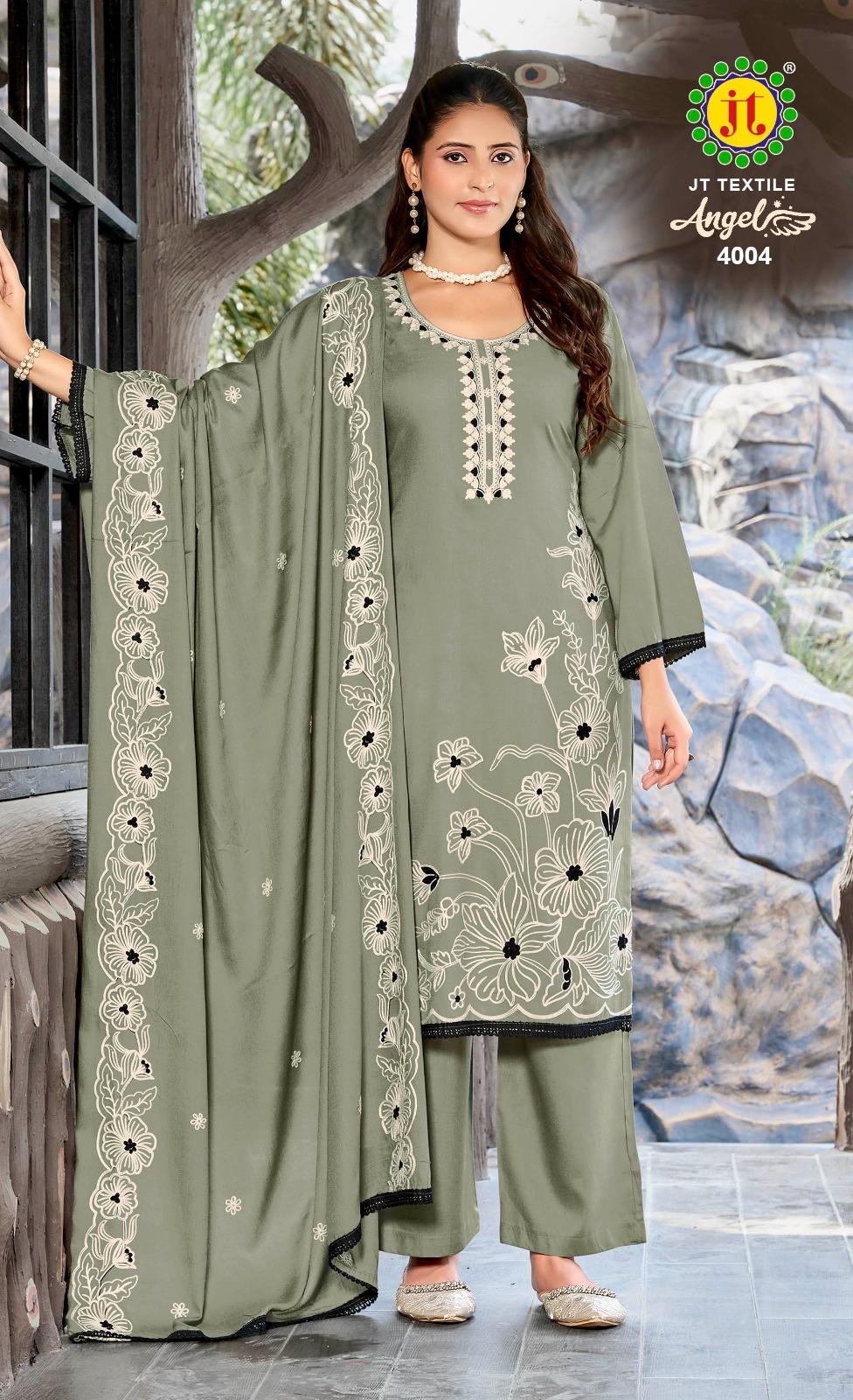 JT ANGEL   Vol ~ 04 Cotton Embroidery Shalwar (Premium Rayon)  